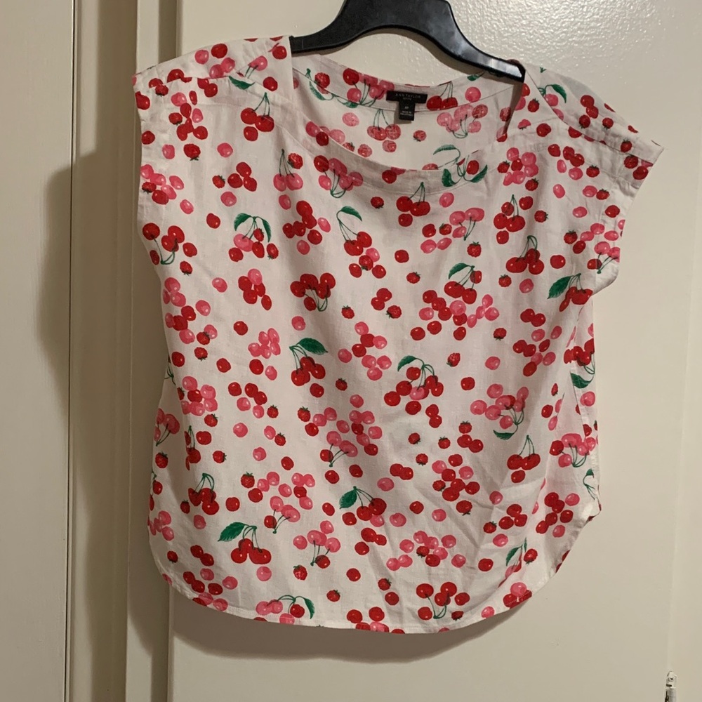 Cherry & Raspberries Print Sleeveless Blouse